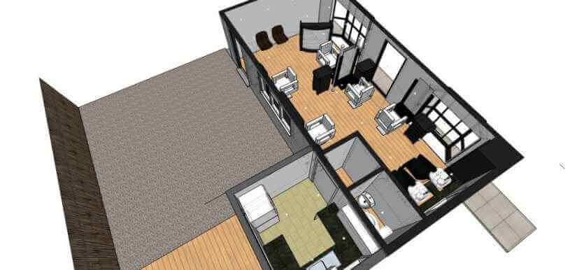 3D render of shop interior from south west
