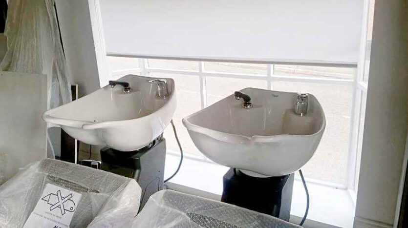 backwash basins being plumbed in
