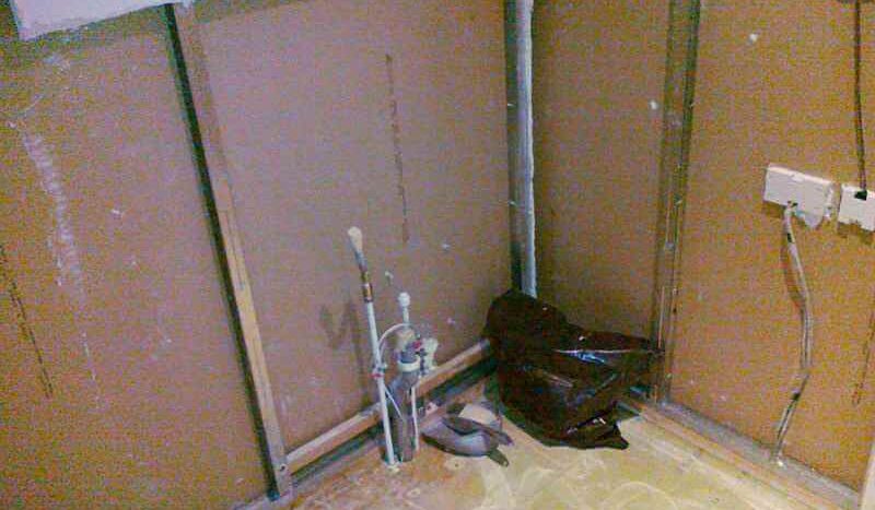 basin and drylining stripped out