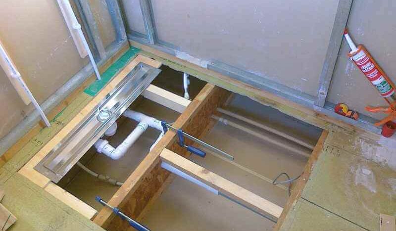 channel drain and pipework installed 