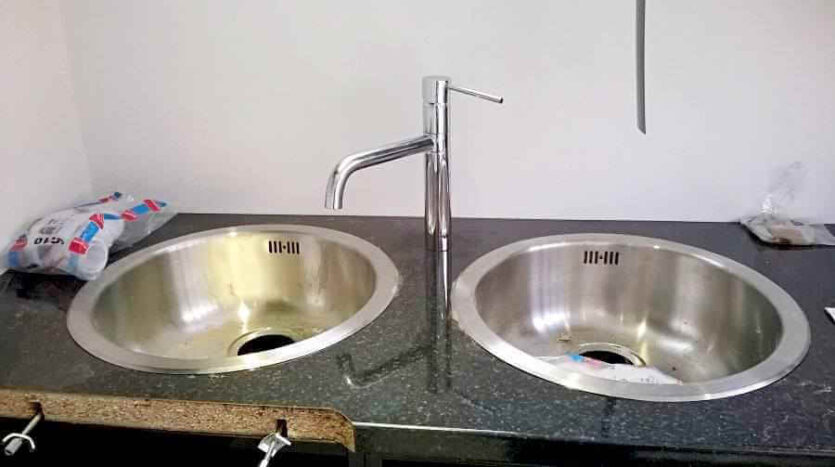 countertop and sinks being cut in 1