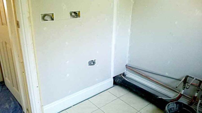 dry lining and skirting in the kitchen
