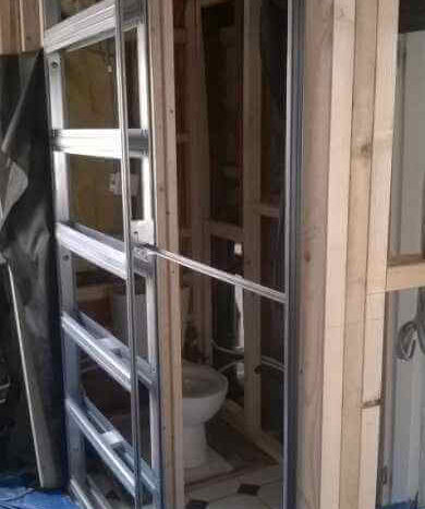 eclisse pocket door aluminium frame fixed in place