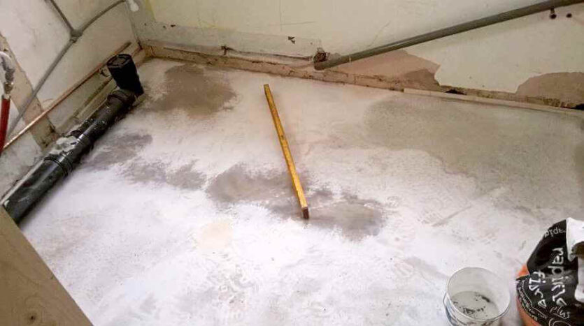 kitchen area from doorway after the levelling compound has gone off
