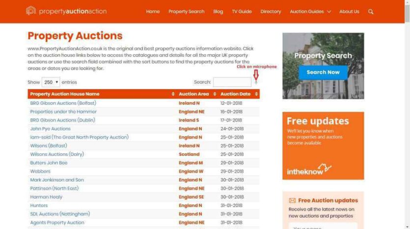 property auction action voice search select microphone