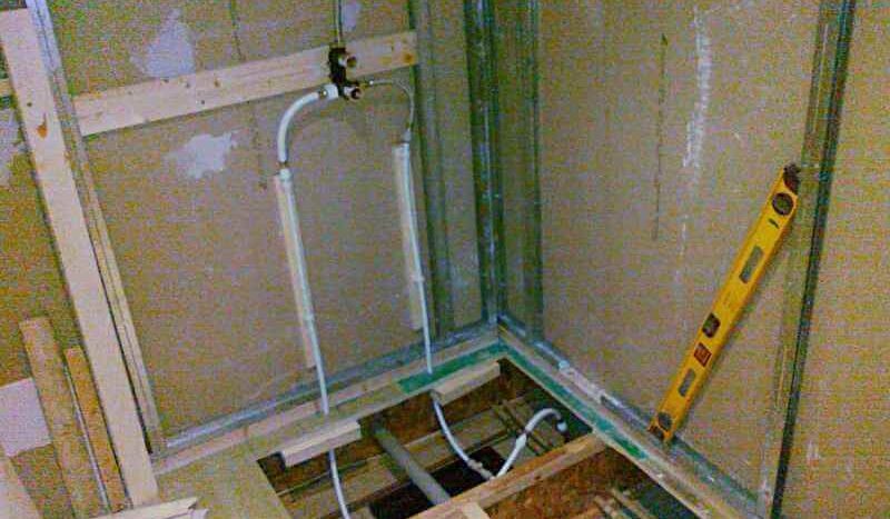 shower valve and pipework installed