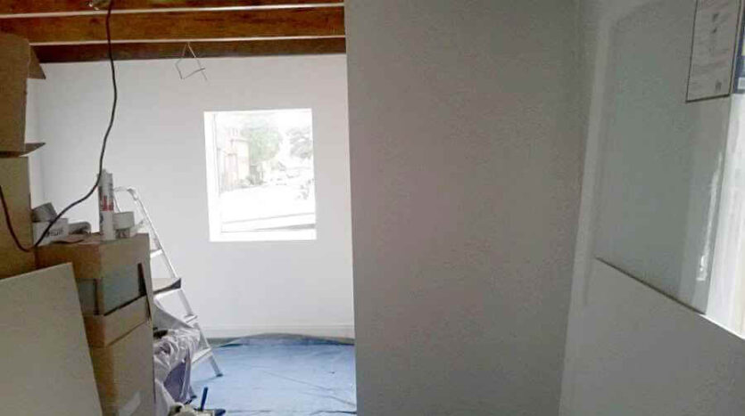 south wall of shop dry lined