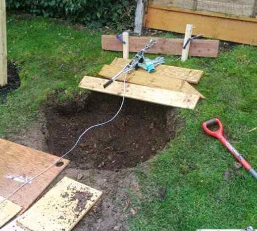 winch used to drag trees up garden