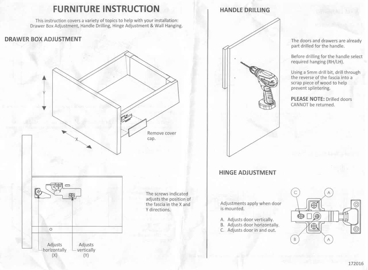 Hudson reed urban vanity unit drawer adjustment paper instructions supplied with the product.
