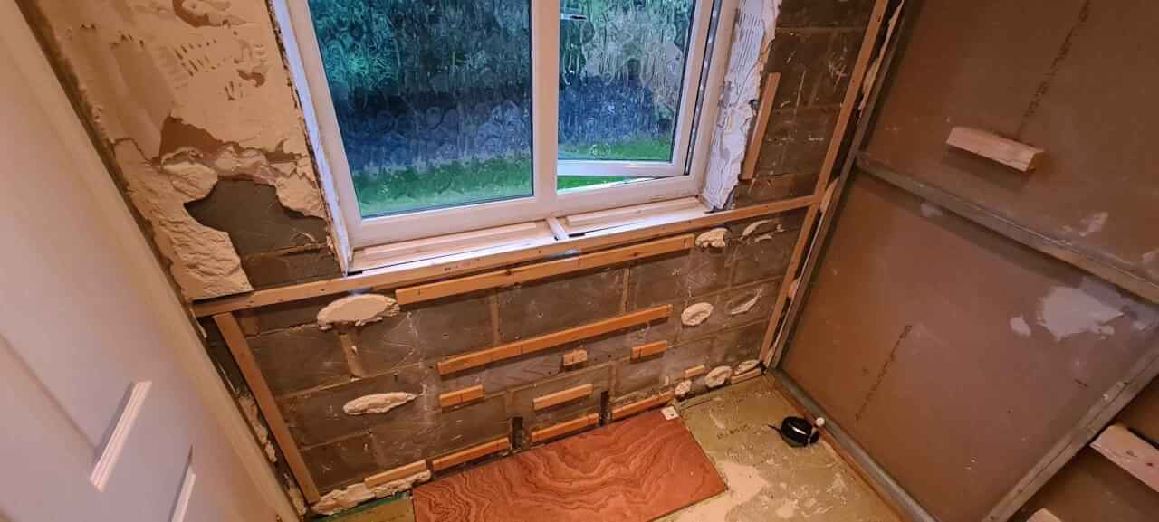 Battening for new drywall and window board