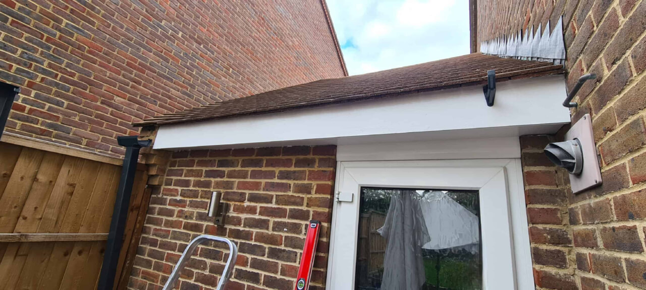 Soffit repaired and finished with exterior weatherproof paint