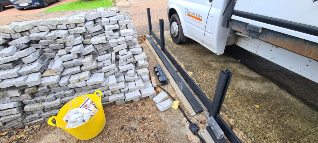Composite fence panel posts installed