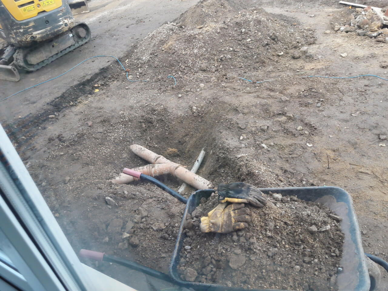 Digging out the main sewer line