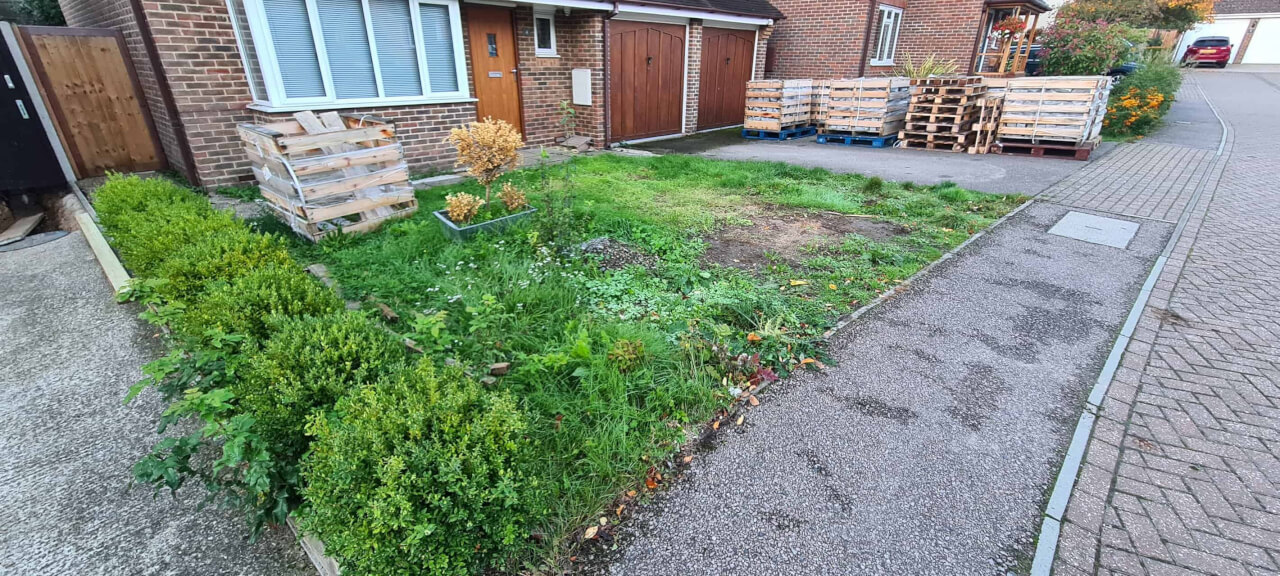 Front garden and drive before the works begin