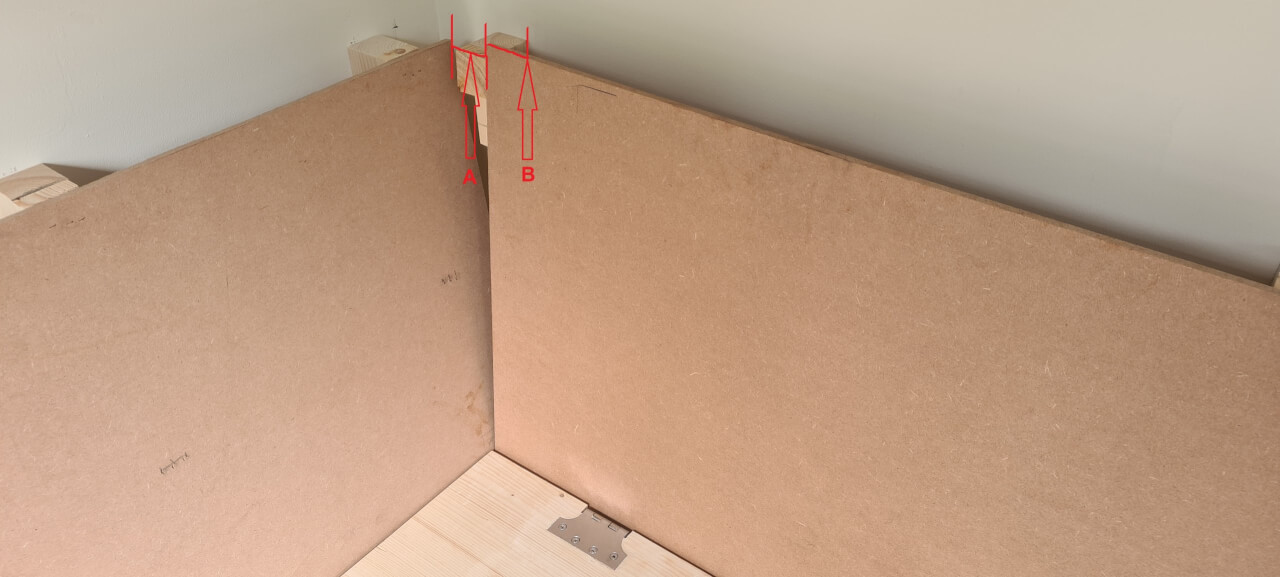 Calculating the cut size to make the seat back panels butt up together seamlessly at an angle
