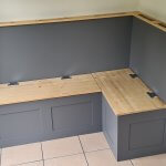Corner bench seat with storage project completed
