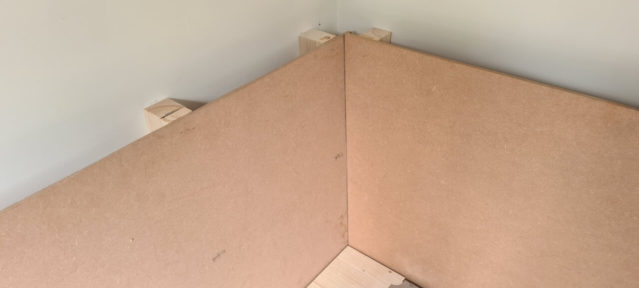 Offering up the newly cut seat back panel to make sure it butts up nicely to the other back panel