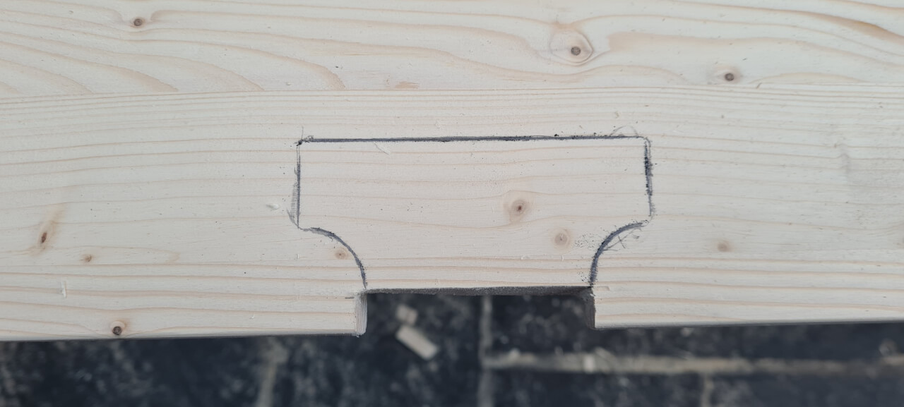 Marking out the parliament hinge housing on the seat lid